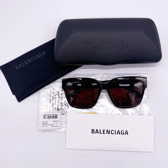 NEW BALENCIAGA BB0056S 002 WOMEN’S SUNGLASSES BALENCIAGA BB 0056S BROWN - Picture 11 of 11